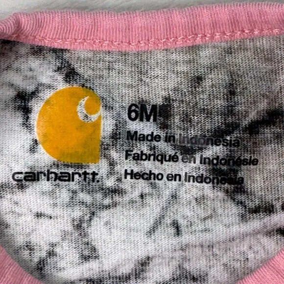CARHARTT Pink Mossy Oak Hunting Deer Graphic Camo Sleeve Infant Girl Bodysuit 6M - Picture 7 of 13